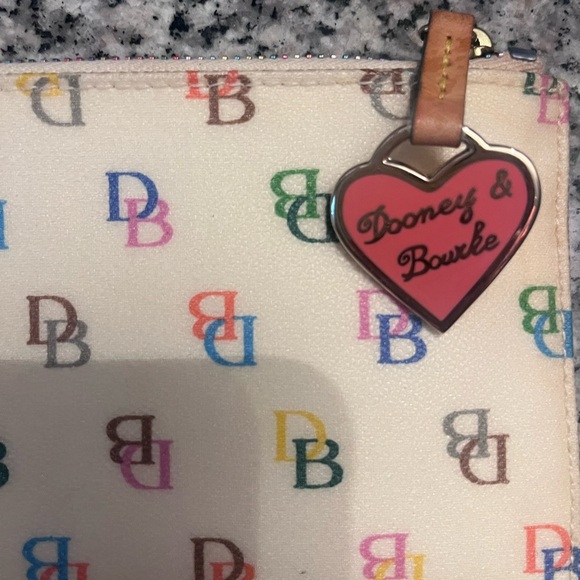 Dooney & Bourke Women's Multicolor Logo Wristlet, Key charm & Rainbow Zipper - Picture 2 of 7